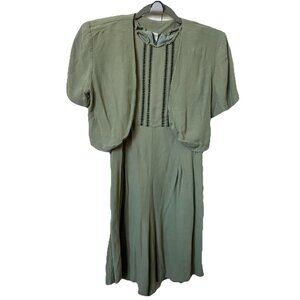 Vintage Joseph Ribkoff‎ Romper Womens Petite Sage Green Bolero Jacket 90s